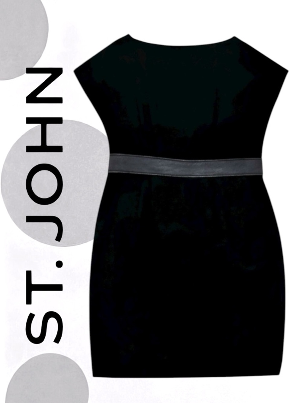 ST. JOHN • Hand Knit Wool Sheath Dress w/ Leather Trim || Size 16